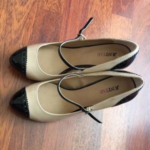 Nude and black high heels